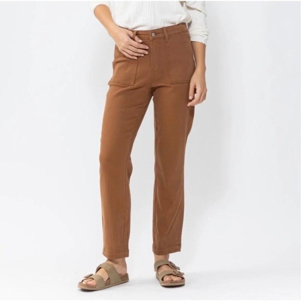 Judy Blue High Waisted Brown Utility Slim‎ Fit Jeans Pants Women's Plus Size 20W
